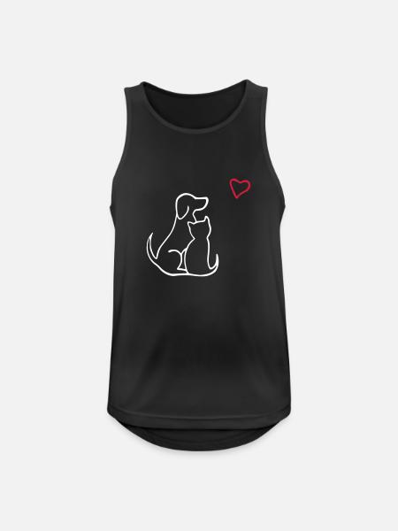 hund katze liebe - Männer Tank Top atmungsaktiv - Schwarz