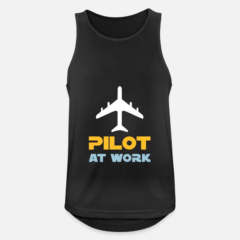 Pilot at work (Flugzeug) - Männer Tank Top atmungsaktiv - Schwarz