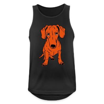 Dackel, Kurzhaar, ganz - Männer Tank Top atmungsaktiv - Schwarz - Vorne - Nick (188cm)