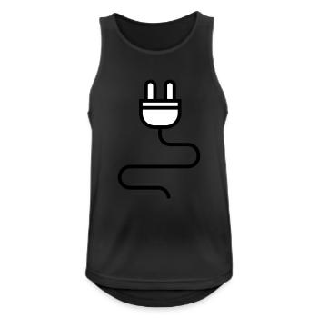 Stromkabel, Stecker - Männer Tank Top atmungsaktiv - Schwarz - Vorne - Nick (188cm)