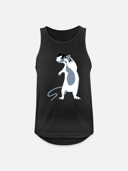 Rata con gafas de sol - Camiseta sin mangas hombre transpirable - negro