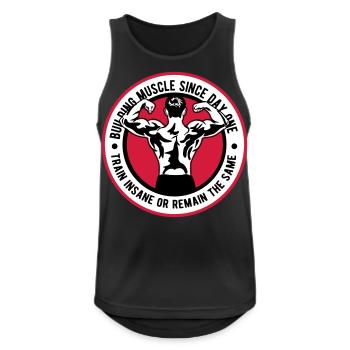 Building Muscle Train Insane - Männer Tank Top atmungsaktiv - Schwarz - Vorne - Nick (188cm)