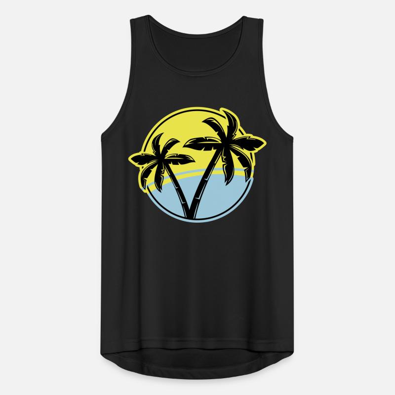 palm silhouette circle beach Men's Breathable Tank Top