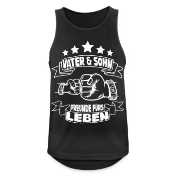 VATER & SOHN FREUNDE FÜRS LEBEN - Männer Tank Top atmungsaktiv - Schwarz - Vorne - Nick (188cm)