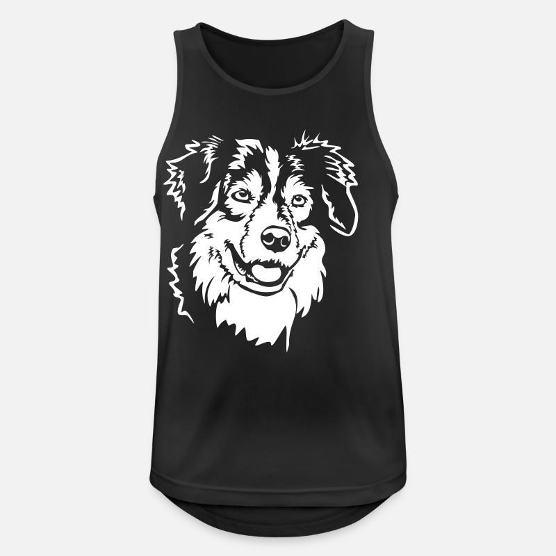 Australian Shepherd Kopf "Black Edition" - Männer Tank Top atmungsaktiv - Schwarz