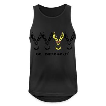 Be different! Hirsch Nerd Geek 3c - Männer Tank Top atmungsaktiv - Schwarz - Vorne - Nick (188cm)