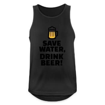 Bier - Männer Tank Top atmungsaktiv - Schwarz - Vorne - Nick (188cm)