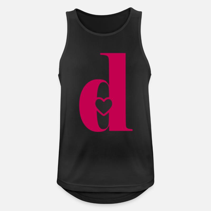 Buchstabe d Anfangsbuchstabe mit Herz - Männer Tank Top atmungsaktiv - Schwarz