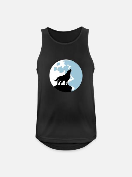 wolf and full moon - Men's Breathable Tank Top - black