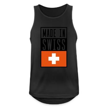 swiss made in - Männer Tank Top atmungsaktiv - Schwarz - Vorne - Nick (188cm)
