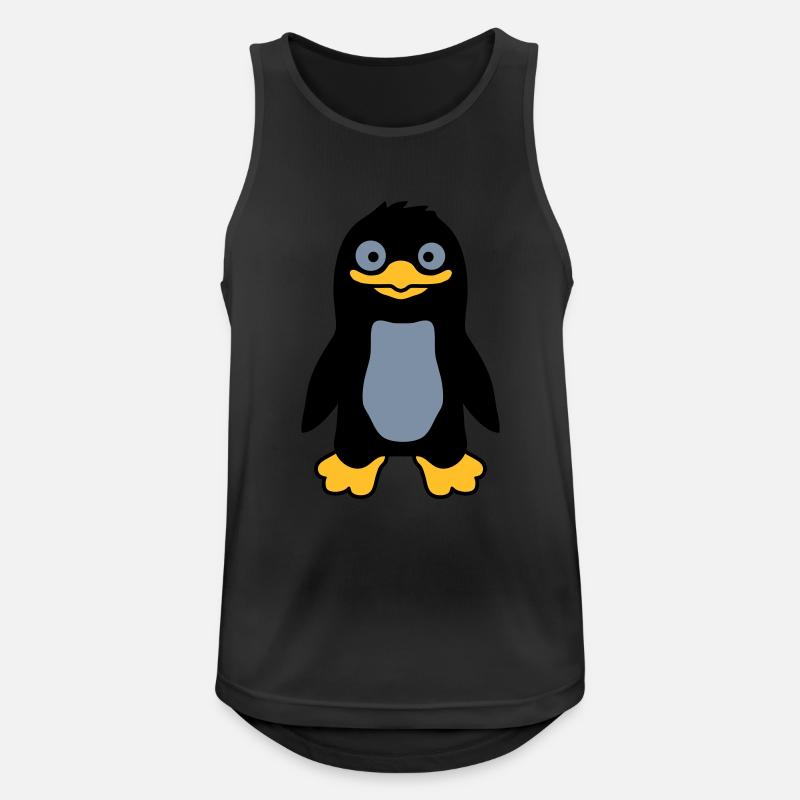 Lustiger ulkiger Pinguin grinst - Männer Tank Top atmungsaktiv - Schwarz