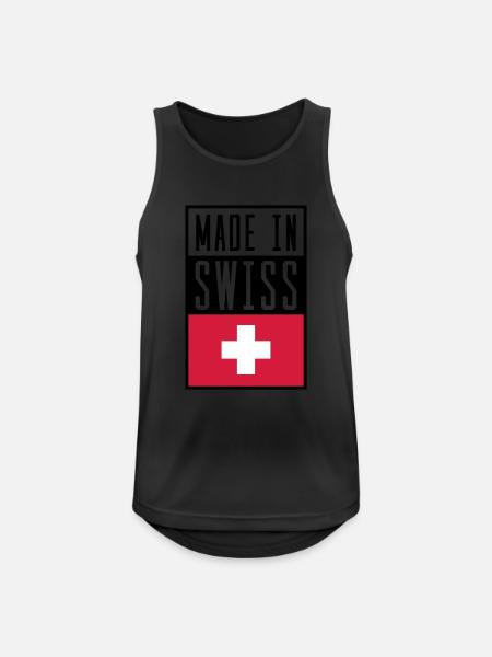 swiss made in - Männer Tank Top atmungsaktiv - Schwarz