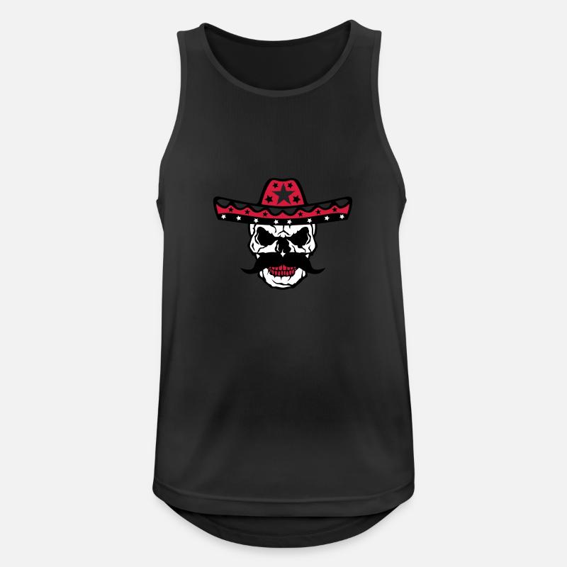 Mexikanische Schädel Schädelkappe 58 - Männer Tank Top atmungsaktiv - Schwarz