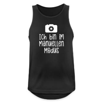 Ich bin im manuellen Modus - Männer Tank Top atmungsaktiv - Schwarz - Vorne - Nick (188cm)