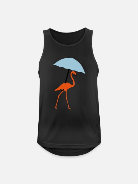 Flamingo mit Regenschirm oder Sonnenschirm - Männer Tank Top atmungsaktiv - Schwarz