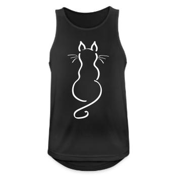 Cat Minimalist Line Back Plain - Men's Breathable Tank Top - black - Front - Nick (188cm)