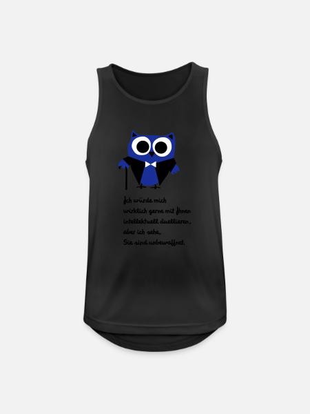 Owl, satire, saying "Intellectually duel" - Men's Breathable Tank Top - black