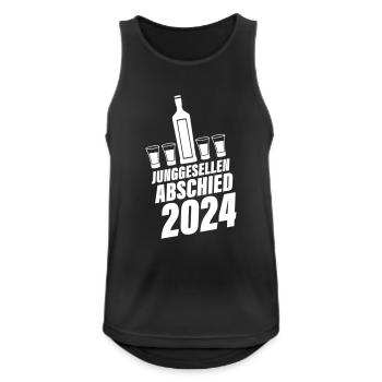 Junggesellen Abschied 2024 - Männer Tank Top atmungsaktiv - Schwarz - Vorne - Nick (188cm)