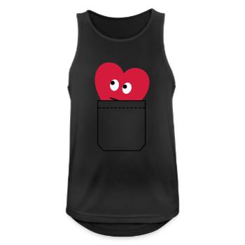 heart in pocket - Men's Breathable Tank Top - black - Front - Nick (188cm)