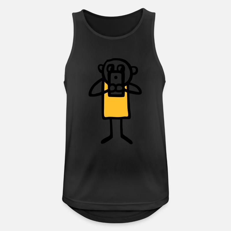Männchen mit großem Handy - V2 - Männer Tank Top atmungsaktiv - Schwarz