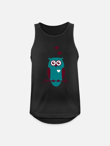 Eule mit Herzen - Männer Tank Top atmungsaktiv - Schwarz