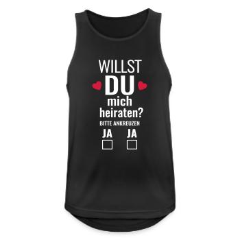 Willst du mich heiraten Heiratsantrag Hochzeit - Männer Tank Top atmungsaktiv - Schwarz - Vorne - Nick (188cm)