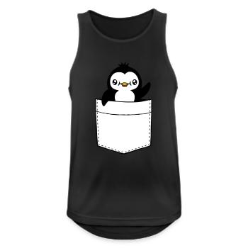 Waving Chest Pocket Penguin - Men's Breathable Tank Top - black - Front - Nick (188cm)