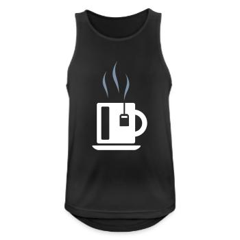 Tasse de thé avec sachet de thé - Débardeur respirant Homme - noir - Devant - Nick (188cm)