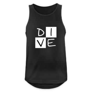 DIVE im Quadrat - Männer Tank Top atmungsaktiv - Schwarz - Vorne - Nick (188cm)