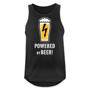 Powered By Beer! (Bier / Blitz / NEG) - Männer Tank Top atmungsaktiv - Schwarz - Vorne - Nick (188cm)