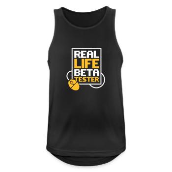 Real Life Beta Tester! - Männer Tank Top atmungsaktiv - Schwarz - Vorne - Nick (188cm)