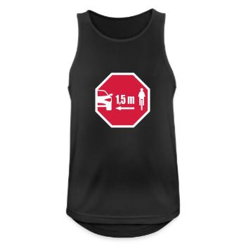 Stop Schild Look - Abstand für Radfahrer 1,5 m - Männer Tank Top atmungsaktiv - Schwarz - Vorne - Nick (188cm)