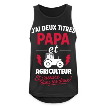 Papa Agriculteur idée cadeau Noël fête des pères - Débardeur respirant Homme - noir - Devant - Nick (188cm)