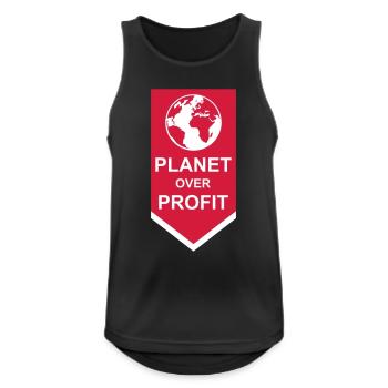 planet over profit Zitat - Männer Tank Top atmungsaktiv - Schwarz - Vorne - Nick (188cm)