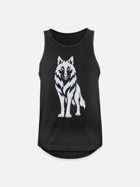 Wolfs Silhouette Kontrastdesign - Männer Tank Top atmungsaktiv - Schwarz