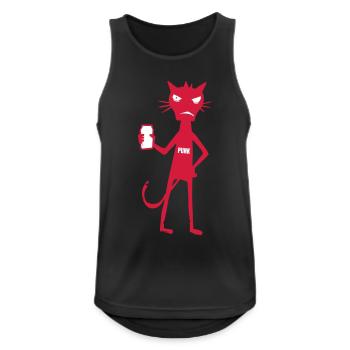 Kleine Monster: Punk-Katzen-Neon-Attitüde - Männer Tank Top atmungsaktiv - Schwarz - Vorne - Nick (188cm)