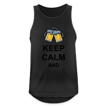 Keep Calm Bier Text - Männer Tank Top atmungsaktiv - Schwarz - Vorne - Nick (188cm)