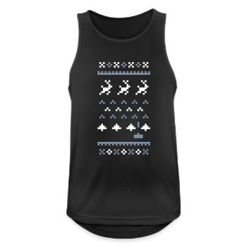 8bit ugly christmas sweater: xmas invaders - Männer Tank Top atmungsaktiv - Schwarz - Vorne - Nick (188cm)