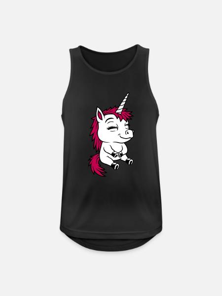 Sitzendes kleines Comic Einhorn - Männer Tank Top atmungsaktiv - Schwarz