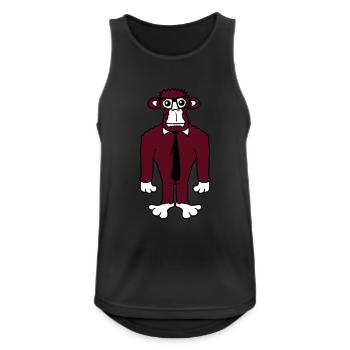 Clever Nerd Gorilla Lunettes à monture de corne Geek Tie Fun - Débardeur respirant Homme - noir - Devant - Nick (188cm)