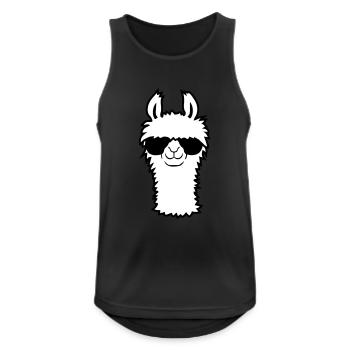 Flauschiges Lama Cool - Männer Tank Top atmungsaktiv - Schwarz - Vorne - Nick (188cm)
