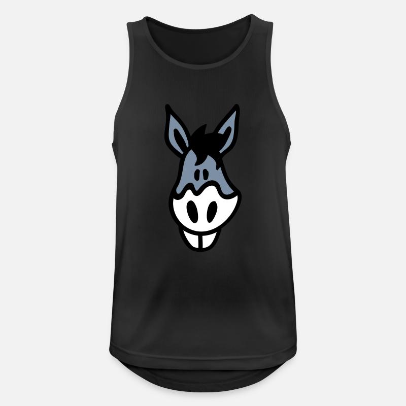 Crazy Esel - Kopf 3 - Männer Tank Top atmungsaktiv - Schwarz