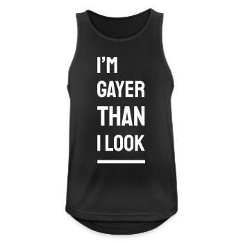 I'm Gayer Than I Look – Pride Spruch (weiß) Finale - Männer Tank Top atmungsaktiv - Schwarz - Vorne - Nick (188cm)