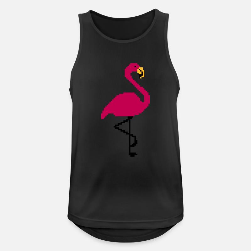 Flamingo PIxel Art - Männer Tank Top atmungsaktiv - Schwarz