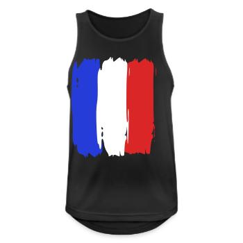 Drapeau France Tricolore - Débardeur respirant Homme - noir - Devant - Nick (188cm)