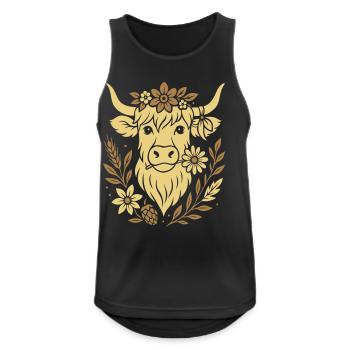 Highland Cow - Highland Beef with Flower - Men's Breathable Tank Top - black - Front - Nick (188cm)
