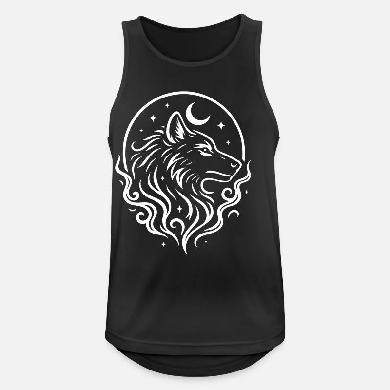 Rauhnächte Mystischer Wolf mit Mond - Männer Tank Top atmungsaktiv - Schwarz