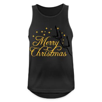 sapin montagne sapin étoiles nuit joyeux christma - Débardeur respirant Homme - noir - Devant - Nick (188cm)
