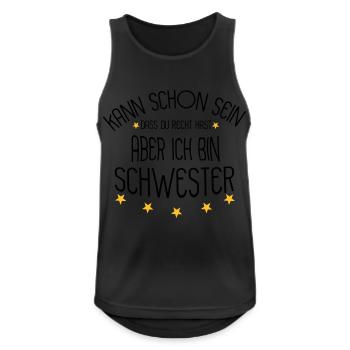 Schwester - Männer Tank Top atmungsaktiv - Schwarz - Vorne - Nick (188cm)