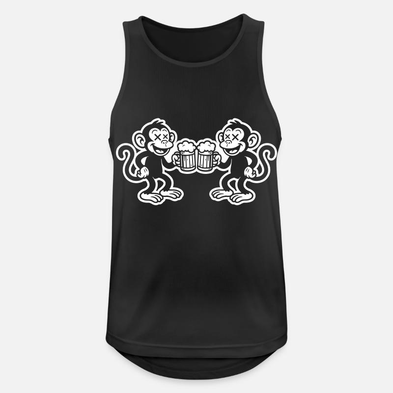 Affe Bier Prost - Männer Tank Top atmungsaktiv - Schwarz